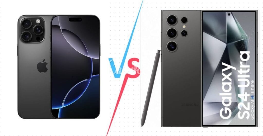comparison of Apple iPhone 16 Pro and Samsung Galaxy S24 Ultra